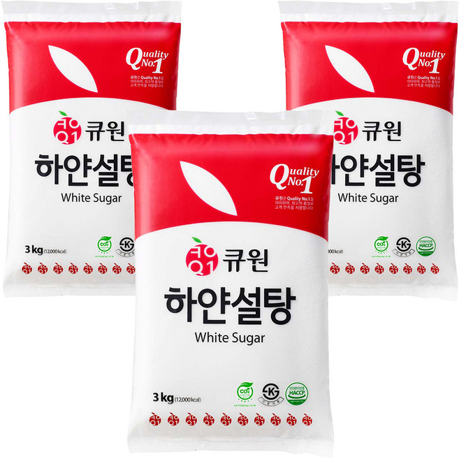 큐원 하얀 설탕, 3kg, 3개