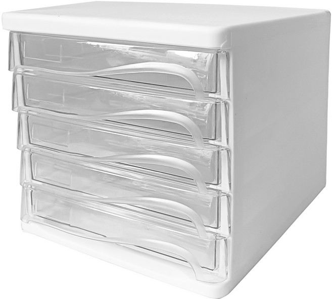 엉클킴 크리스탈 서류함, 화이트, 5단