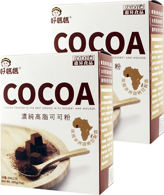 FAIRSEN 惠昇食品 好媽媽 濃純高脂可可粉, 200g, 2盒, 20包