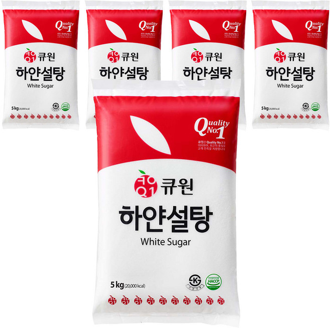 큐원 하얀 설탕, 5kg, 5개