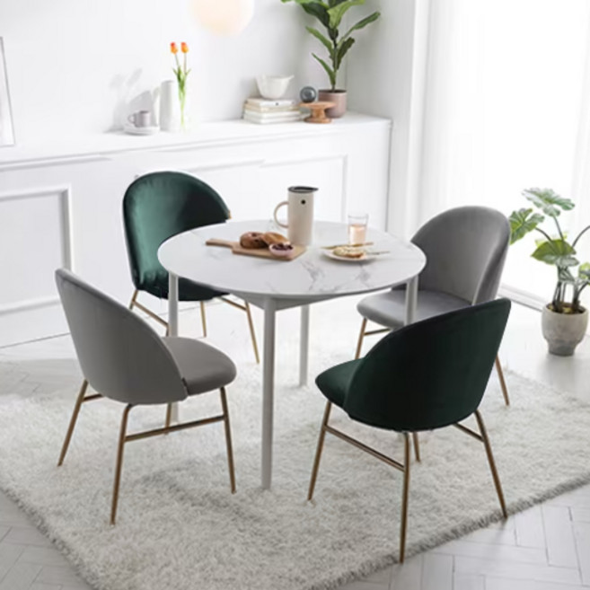 리바트 로티르 마블 원형식탁 + 세레나 체어 4p 세트 방문설치, 화이트(식탁), 그레이 + 골드(체어), 딥그린 + 골드(체어)