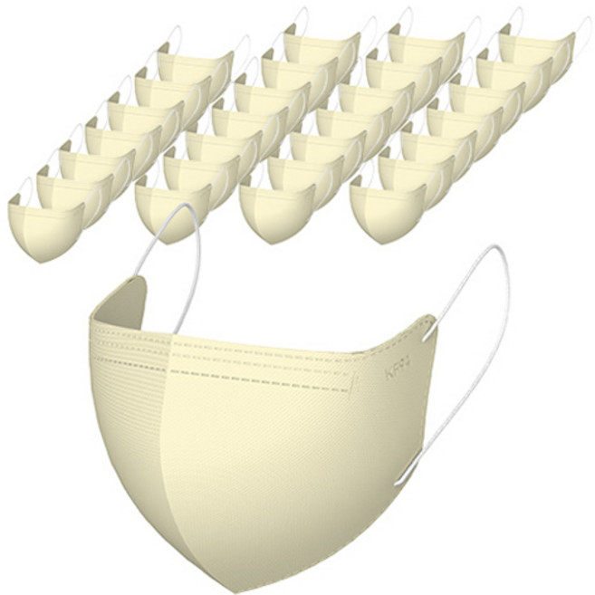 가드데이 KF94 새부리형 황사방역 컬러 마스크 대형, 연한황색, 1개, 100매입