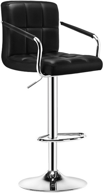 E-home Hanson 漢森 方格扶手吧檯椅, 黑色, 1個