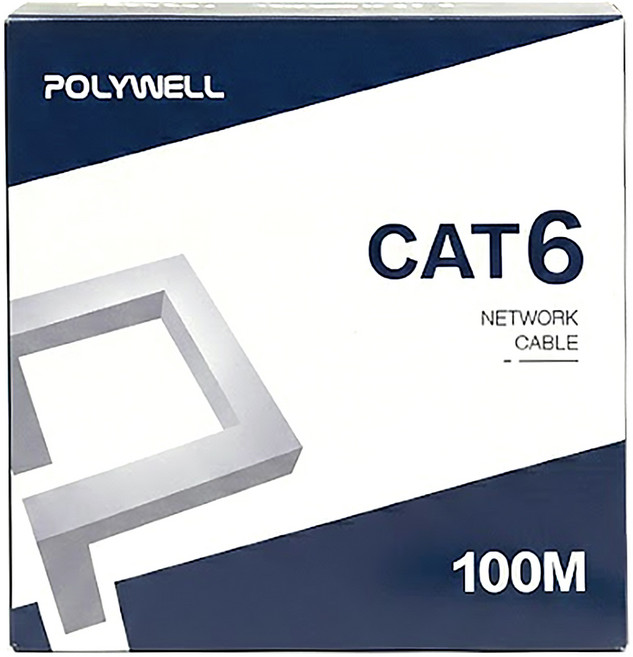 POLYWELL 寶利威爾 CAT6 網路線箱線 24AWG PW15-W59-B012, 灰色, 1盒, 100m