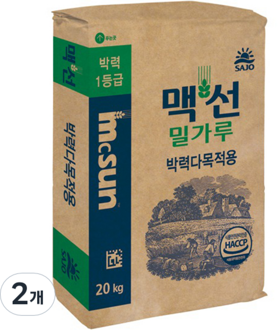 MCSUN 밀가루 박력1등, 20kg, 2개