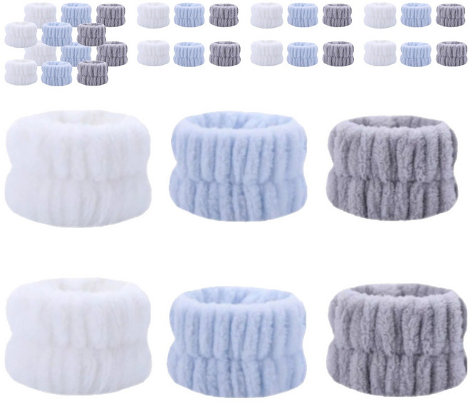 쿠캐치 손목 물 흐름방지 부드러운 손목 세안밴드, 36개, 블루, 그레이, 화이트