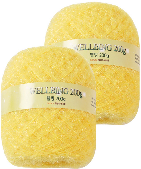 연일섬유 웰빙수세미 콘사 뜨개실 200g, 02노랑, 2개