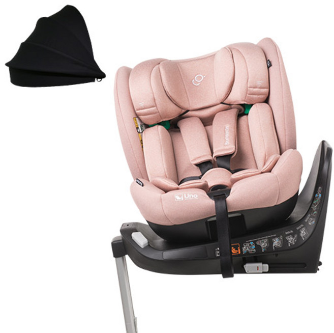 순성 우노 에어 카시트 회전형 일체형 + 선쉐이드 세트, 코랄핑크