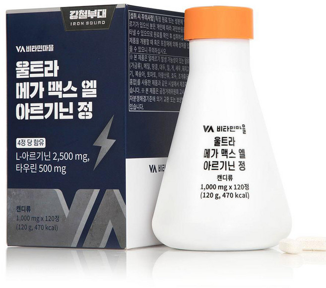 비타민마을 강철부대 울트라 메가맥스 L 아르기닌 2500 타우린, 120정, 1개