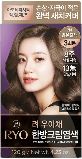 려 우아채 멋내기 새치크림, 7N밝은갈색, 1개