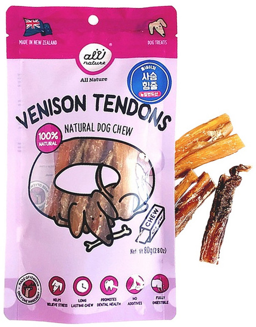 올네이쳐 츄츄 강아지 수제간식, 사슴힘줄, 1개, 80g