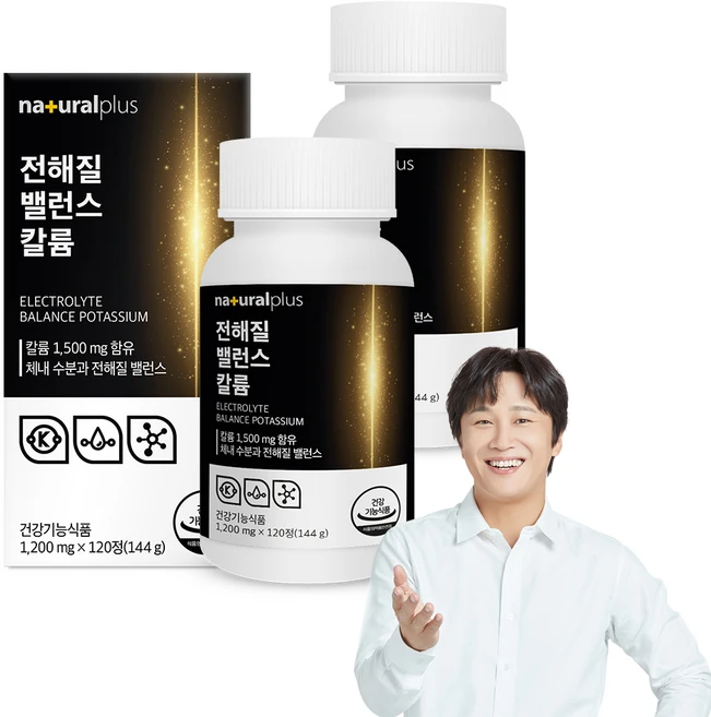 내츄럴플러스 전해질 밸런스 칼륨 포타슘 144g, 120정, 2개 - 쿠팡