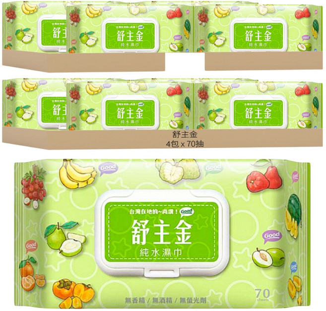 舒主金 純水濕巾 18 x 14cm, 1入, 8包