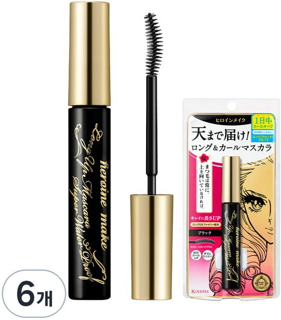히로인메이크 롱 업 마스카라 슈퍼 워터프루프, 01 딥블랙, 6개