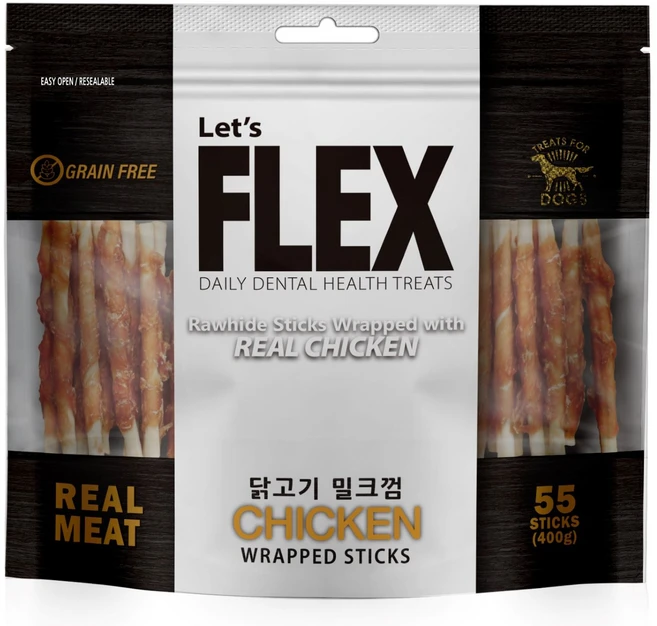 렛츠플렉스 강아지 밀크껌, 닭고기맛, 400g, 1개 - 쿠팡