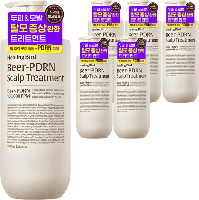 Healing Bird 啤酒PDRN頭皮護髮素, 6個, 1L