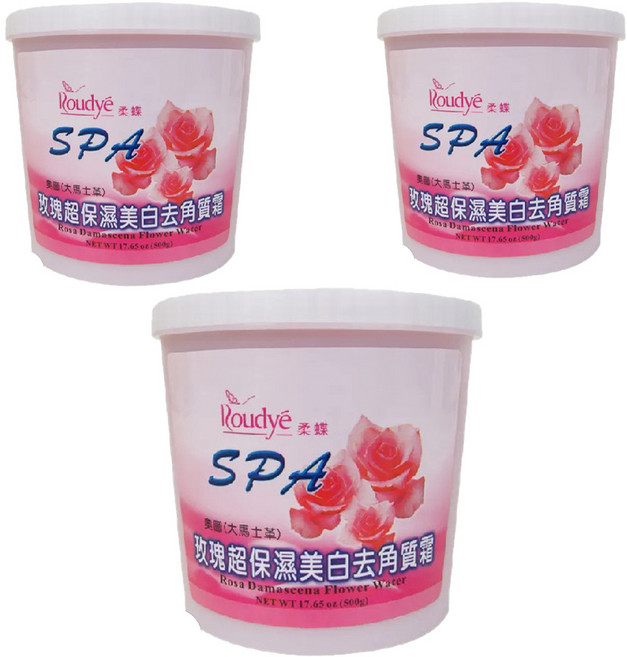 Roudye 柔蝶 玫瑰超保濕美白去角質霜, 500g, 3罐