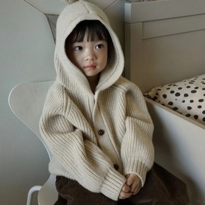 Arbe 아동용 타이니 후드 니트 가디건