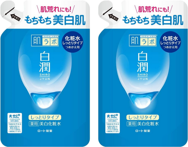 HADALABO 肌研 白潤化妝水 高效保濕 雙重玻尿酸 天然高純度熊果素 維他命C衍生物, 170ml, 2包