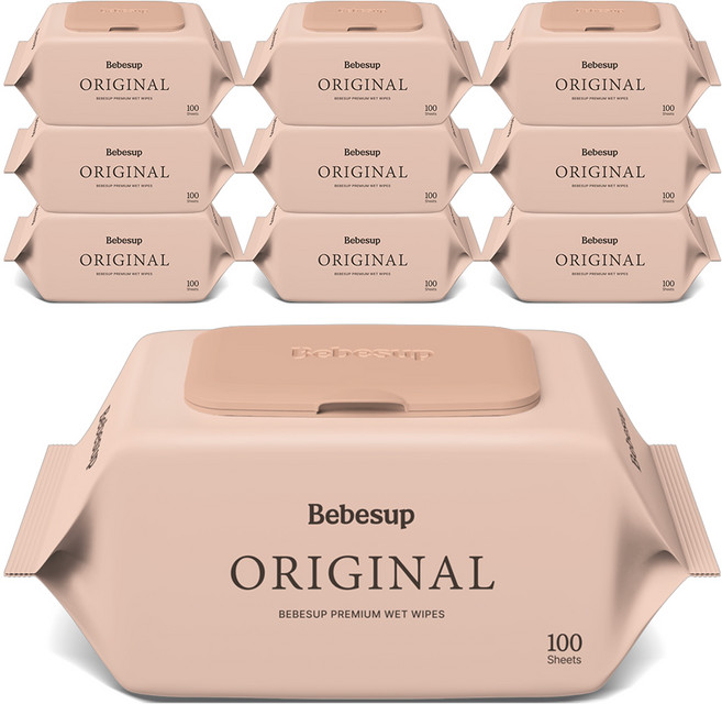 베베숲 오리지널 유아물티슈 캡형, 50g, 100매, 10개