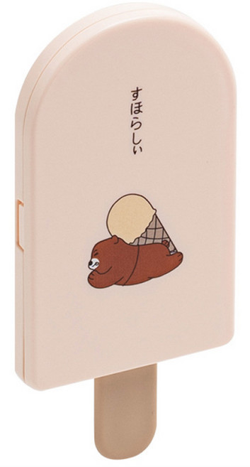 손거울 빗 세트 휴대용 미니거울 아이스크림 모양 거울, 핑크, 1개