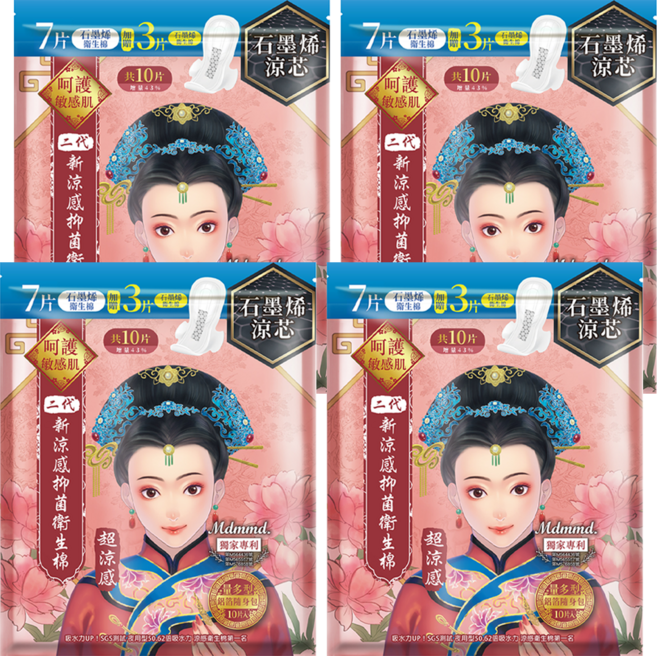 Mdmmd. 明洞國際 後宮二代系列 石墨烯超涼感抑菌衛生棉, 量多型(28cm), 10片, 4包