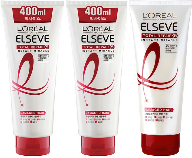 로레알파리 엘세브 토탈 리페어 5 인스턴트 미라클 손상 케어 헤어팩 400ml 2p + 170ml, 1개