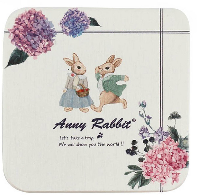 Anny Rabbit 安妮兔 珪藻土杯墊-繡球花-盒裝, 1入, 繡球花 白色