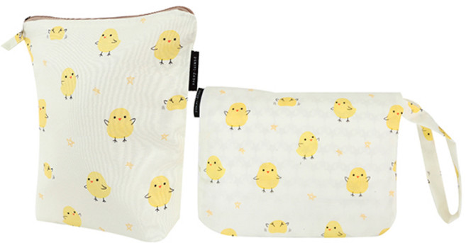 코니아일랜드 휴대용 기저귀 매트 + 파우치 세트, 꼬마병아리
