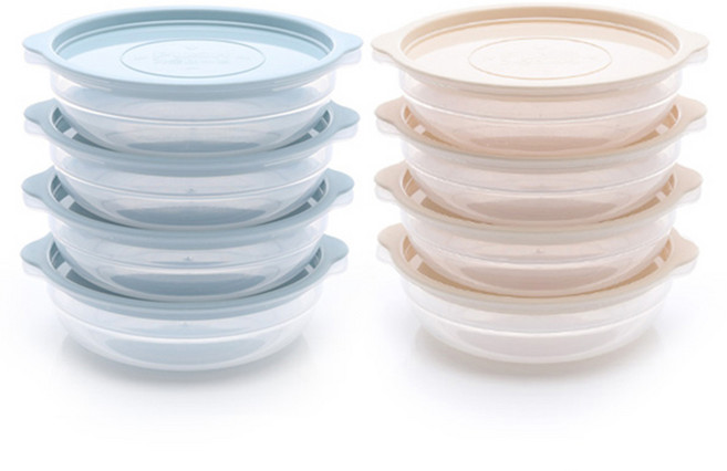 니드산업개발 심플쿡앤밥 스카이블루 4개 + 베이지 4개, 1세트, 450ml