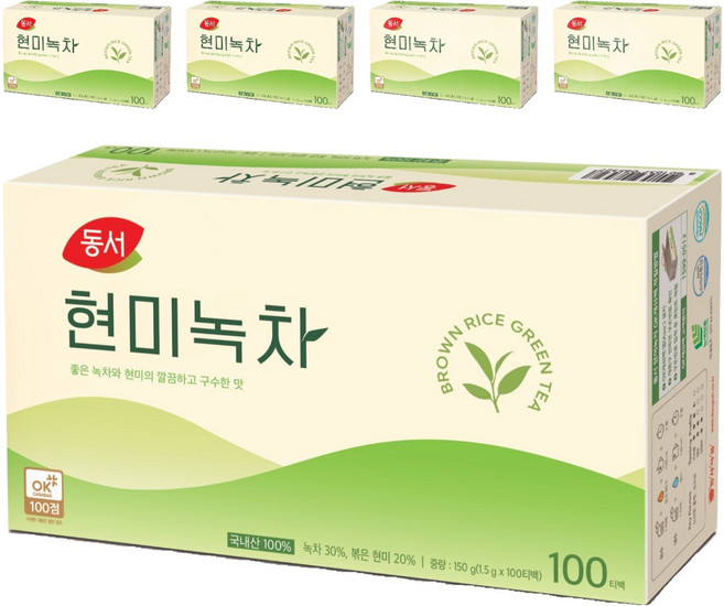 동서 현미녹차 티백, 1.5g, 100개입, 5개