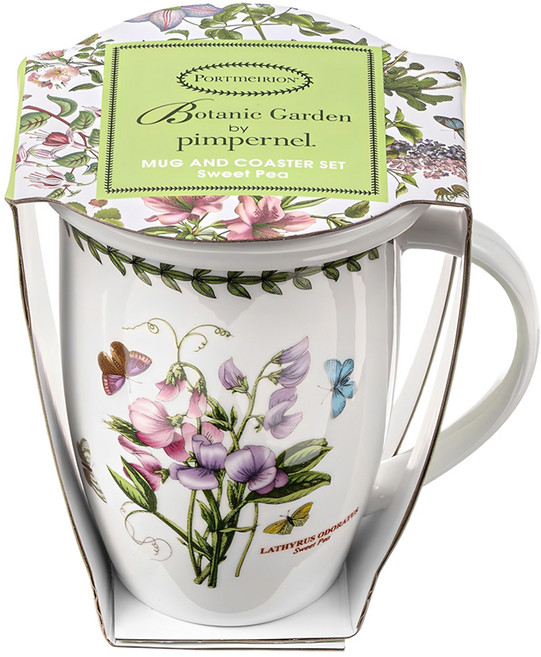 포트메리온 보타닉가든 머그컵 + 코스터 뚜껑, 스위트피, 1세트