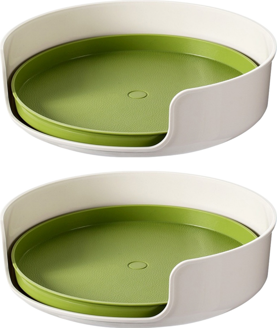 FaSoLa 日本多用途 360度旋轉盤 直徑27.8cm, 綠色 + 白色, 2個