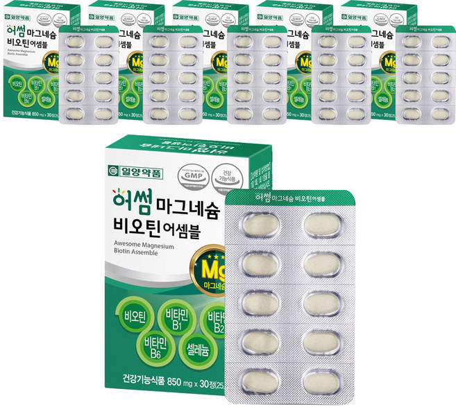 일양약품 마그네슘 비오틴 비타민B 영양제 25.5g, 30정, 6개