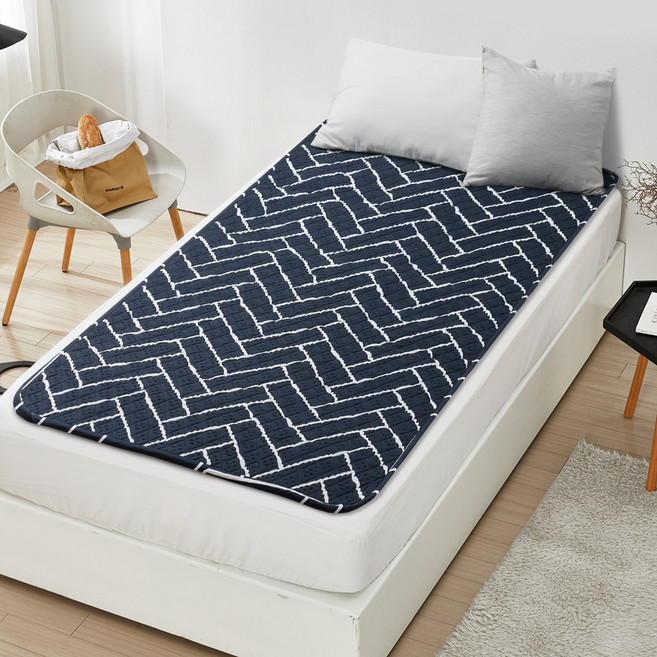 한일의료기매트 국산 워셔블 거실용 탄소매트 HI-40, 02 헤링본 네이비(HI-401), 싱글(95 x 180 cm)