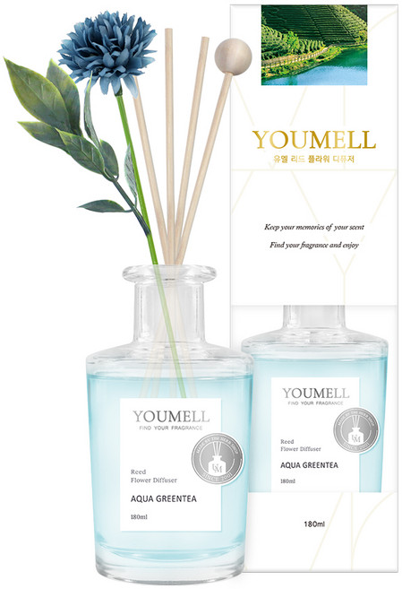 유멜 리드 플라워 디퓨저, 아쿠아그린티, 180ml, 1개
