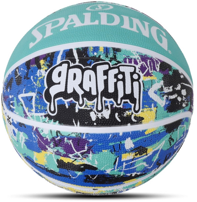 SPALDING 斯伯丁 塗鴉系列 橡膠 籃球 天空藍, SPA84373, 1顆