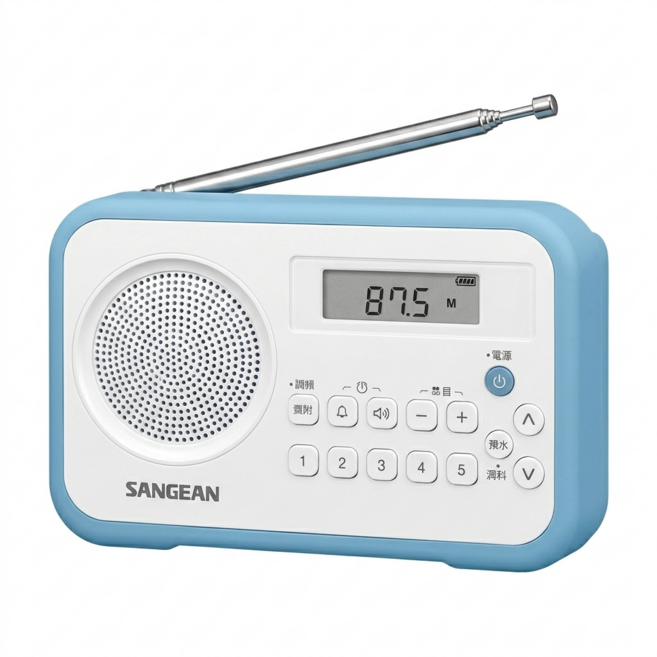 SANGEAN 山進電子 二波段 數位式時鐘收音機 調頻/調幅, PR-D30, WHITE-BLUE