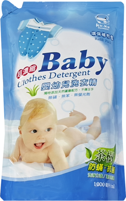 KU.KU Duckbill 酷咕鴨 嬰兒濃縮洗衣精 補充包, 1L, 1包