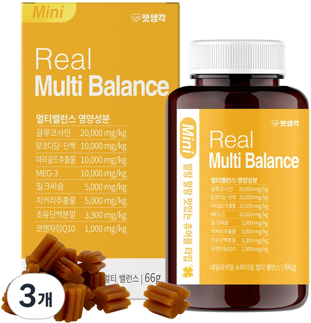 펫생각 강아지 데일리케얼 영양제, 66g, 종합영양제, 3개 - 쿠팡