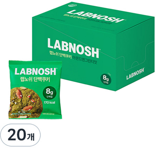 랩노쉬 단백쿠키 아몬드앤그린티, 40g, 20개