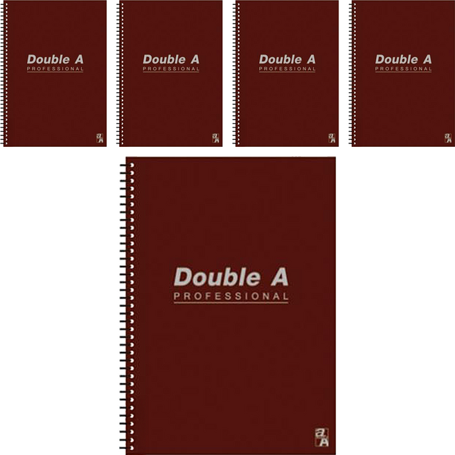 Double A A5線圈筆記本 辦公室系列, 咖啡色, 5本