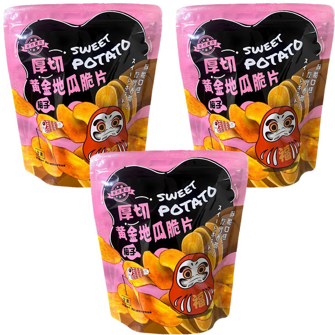 果然實在 厚切黃金地瓜脆片, 140g, 3包