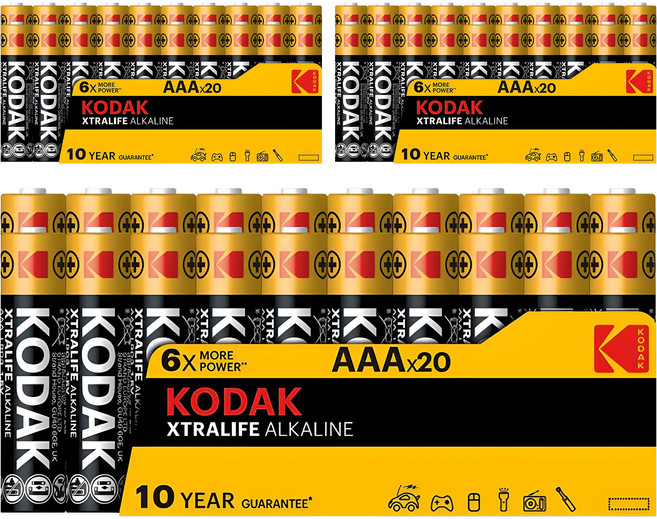 코닥 알카라인 XtraLife AAA 건전지 벌크형, 20개입, 3개