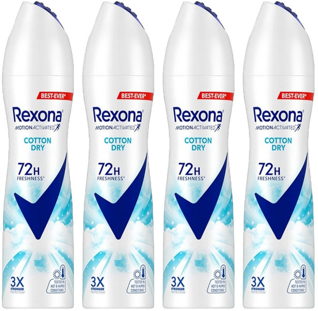 Rexona 蕊娜 制汗爽身噴霧 清新舒棉, 135ml, 4瓶