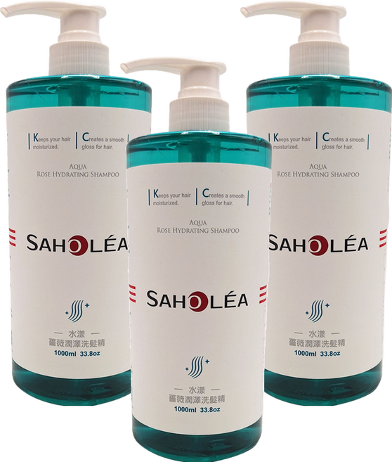 SAHOLEA 森歐黎漾 水漾薔薇潤澤洗髮精, 1L, 3瓶