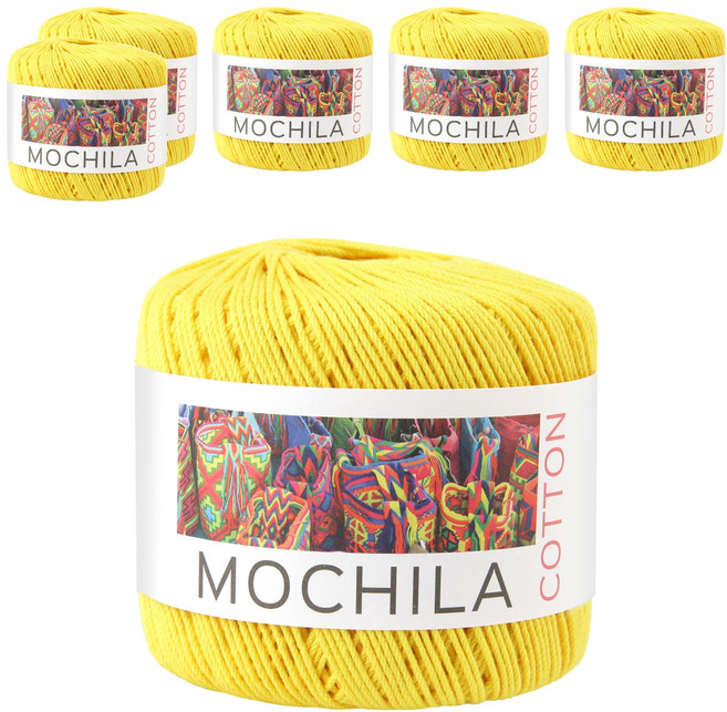 brandyarn Mochila 棉針織線 黃色 200公尺, 6捲
