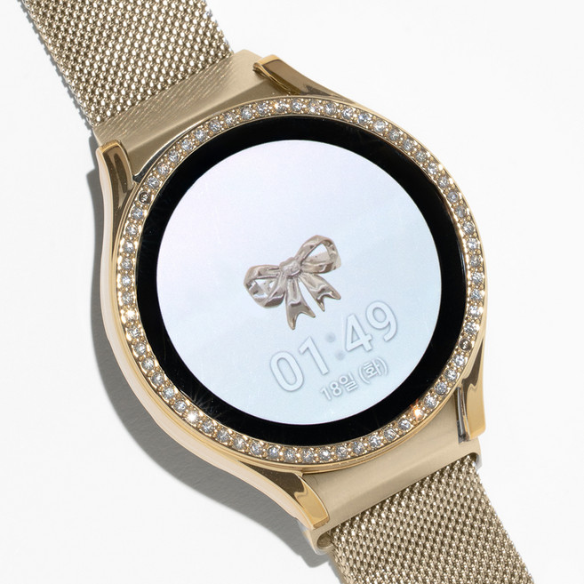 누아트 갤럭시워치 호환 큐빅 하드케이스, 골드, 1개