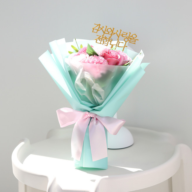 아스파시아 비누꽃 그라시아 카네이션 꽃다발, 핑크, 1개