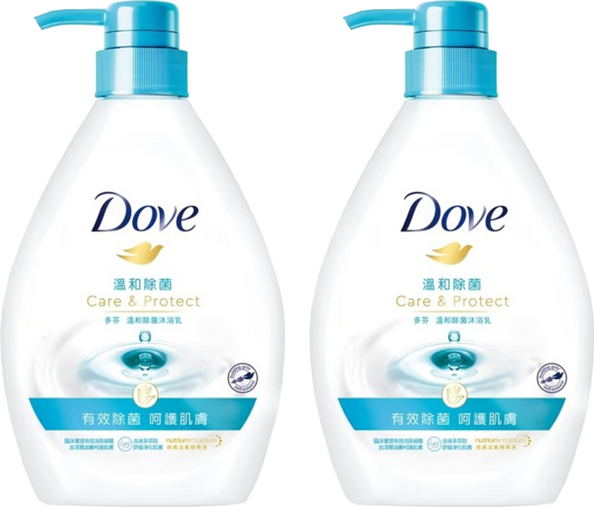 Dove 多芬 溫和除菌沐浴乳 呵護肌膚, 1L, 2瓶